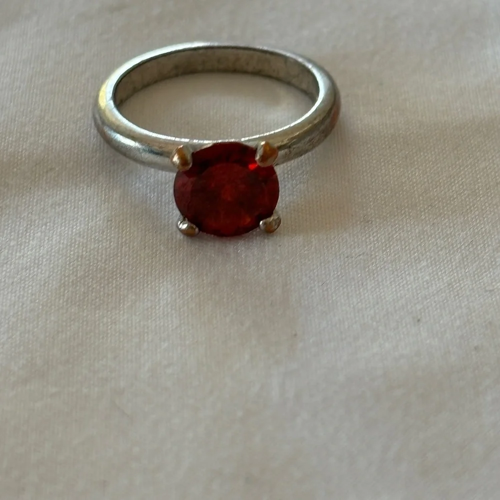Red Solitaire Rhinestone Ring Size 7‎